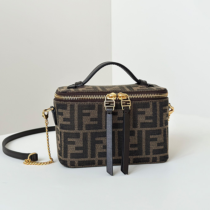 fendi vanity ff jacquard mini box cosmetic handbag